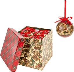 kerstballen in tartan opbergdoos - 7,5 cm - 8 stuks