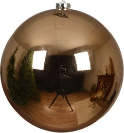 Kerstballen kunststof d14 cm pec.bruin
