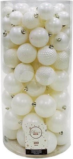 Kerstballen Mix 100 st. - Winterwit