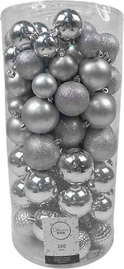 Kerstballen Mix 100 st. - Zilver