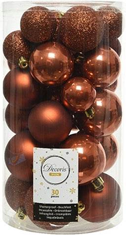 Kerstballen Mix 30 st. - Terra Bruin