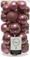 Kerstballen Mix 30 st. - Velours Roze