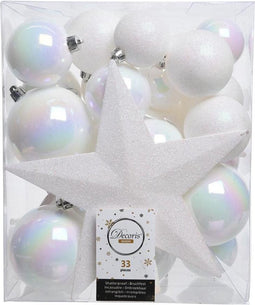 Kerstballen Mix Met Piek Box 33 Stuks Wit Iris