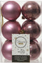 Kerstballen plastic glans-mat dia 6 cm veloursroze
