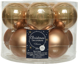 Kerstballen set 10-delig | glas | camel bruin | 6cm