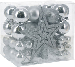Kerstballen Set met Piek Zilver, 54st.