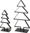 Kerstbomen set zwart metaal - 23 cm en 16,5 cm hoog - set van 2