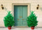 Kerstboom-Blauw spar - 2 NEXT DOOR - met rode Emmer en verlichting - 150-170 cm