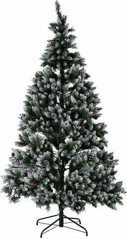 Kerstboom DKD Home Decor Wit Rood Groen PVC Ananas Besneeuwd 125 x 125 x 210 cm