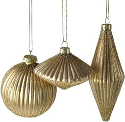 Kerstboom hanger goud - glas - 3 stuks - 8 cm - Werner Voss