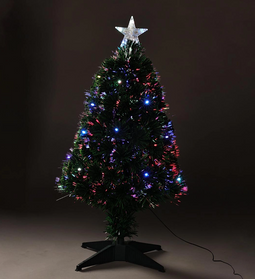 Kerstboom met kleurenverlichting - Groen - 90cm - Glasvezel