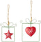 kerstboomhanger metaal - set van 2 - rood en groen - 10 en 13 cm - nuvole distoffa