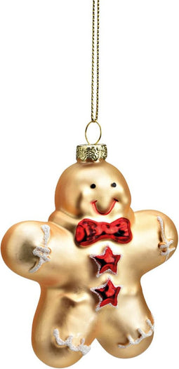 Kerstboomhanger peperkoek- glas - kleur champagne - (B/H/D) 8x10x3cm