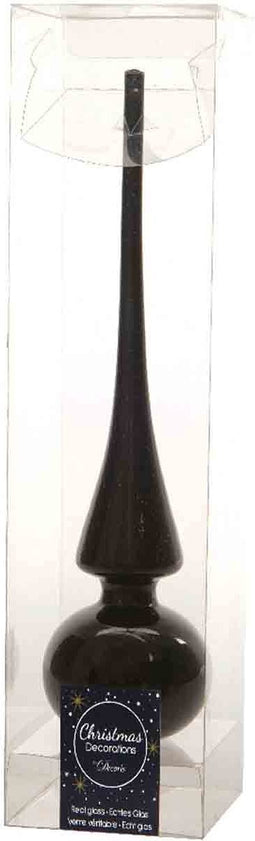 Kerstboompiek van glas | zwart | 26cm hoog