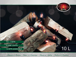 Kerstboomverlichting - 10 lampjes - VLAMEFFECT - 1,5M aanloopsnoer - zwart - 230V