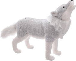 Kerstdecoratie XL witte wolf - 60 x 45 cm - Kerst - Wit
