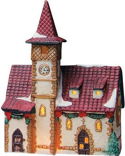 Kerstdorp - Kerk in Beieren - Echt Porselein - Handbeschilderd - B15 x H20 x D8 cm