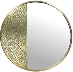 kersten spiegel met krokodillenhuid - goud - Ø 50 cm
