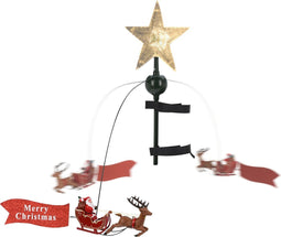 Kersthuisjebestellen - Ronddraaiende Kerstboom Piek - Ster - Kerstman in Slee - Werkt op stroom