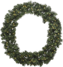 Kerstkrans/dennenkrans groen met warm witte kerstverlichting en timer 60 cm - Verlichte dennenkransen/deurkransen