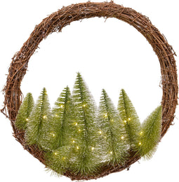 Kerstkrans krans boom d50 cm-30L groen/wit