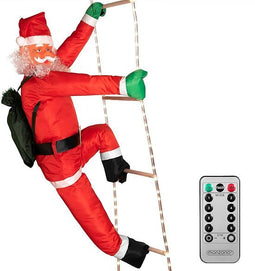 Kerstman op touwladder - LED