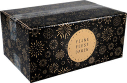 Kerstpakketdoos | Vuurwerk | golfkarton | 310x200x140mm | Kerstmis | a | zwart/goud | 10 stuks