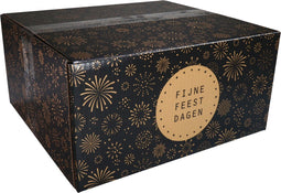 Kerstpakketdoos | Vuurwerk | golfkarton | 350x315x170mm | Kerstmis | b | zwart/goud | 10 stuks