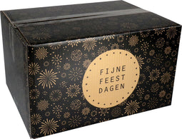 Kerstpakketdoos | Vuurwerk | golfkarton | 390x290x232mm | Kerstmis | c | zwart/goud | 10 stuks