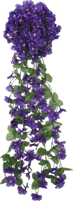 Kerstslingers met bloemen 3 st 85 cm donkerpaars