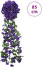 Kerstslingers met bloemen 3 st 85 cm donkerpaars