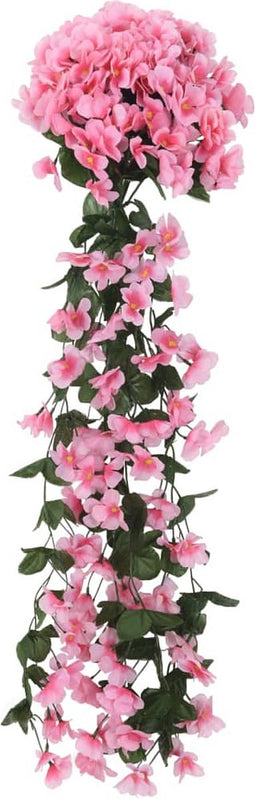 Kerstslingers met bloemen 3 st 85 cm roze