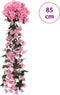 Kerstslingers met bloemen 3 st 85 cm roze