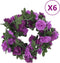 Kerstslingers met bloemen 6 st 240 cm lichtpaars