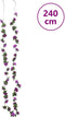Kerstslingers met bloemen 6 st 240 cm lichtpaars