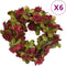 Kerstslingers met bloemen 6 st 250 cm wijnrood