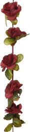 Kerstslingers met bloemen 6 st 250 cm wijnrood
