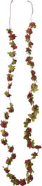 Kerstslingers met bloemen 6 st 250 cm wijnrood
