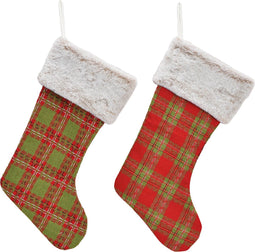 Kerstsokken rood/groen - set van 2