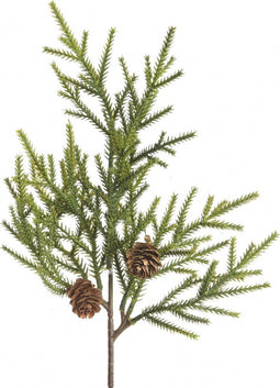 Kerststeker tak PE dennenappels l5b20h44 cm groen