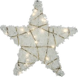 Kerstster met 20 leds warm-wit sneeuw glittergoud