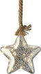 Kerstster met jute touw en 15 LED lampjes - 20cm - Zilver glas