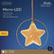 Kerstster met jute touw en koperen ring - 15 LED lampjes - 26cm - Amber glas