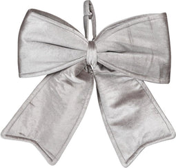 Kerststrik velvet - Grijs / zilver - 30 cm - Voor de kerstboom