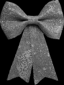 Kerststrik voor de kerstboom paillette - Set van 4 - Super leuke strik voor cadeautjes - Kerstdecoratie - Zilver - 24 x 19 cm