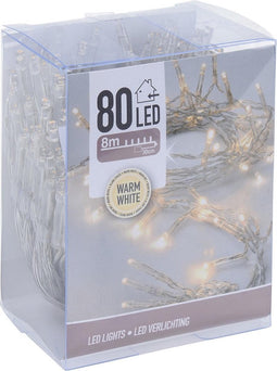 Kerstverlichting - 5 meter - op batterij - warm wit - 80 lampjes - kerstversiering