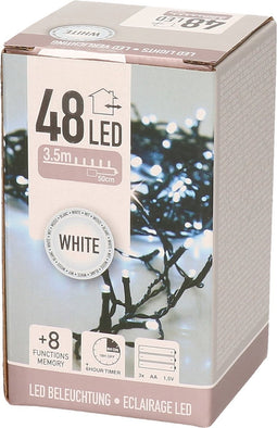 Kerstverlichting - op batterij - helder wit - buiten - 48 lampjes - Kerstlampjes op batterijen