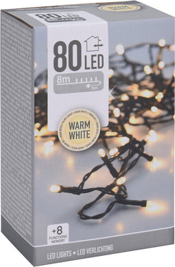 Kerstverlichting - warm wit - 80 LEDs - 8 m - kerstversiering/lichtsnoer