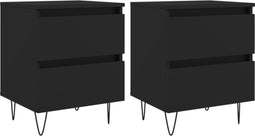vidaXL - Nachtkastjes - 2 - st - 40x35x50 - cm - bewerkt - hout - zwart