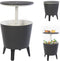 Keter bijzettafel drinkkoeler coolbar cocktailtafel 50x57-85cm 30L wit-antraciet